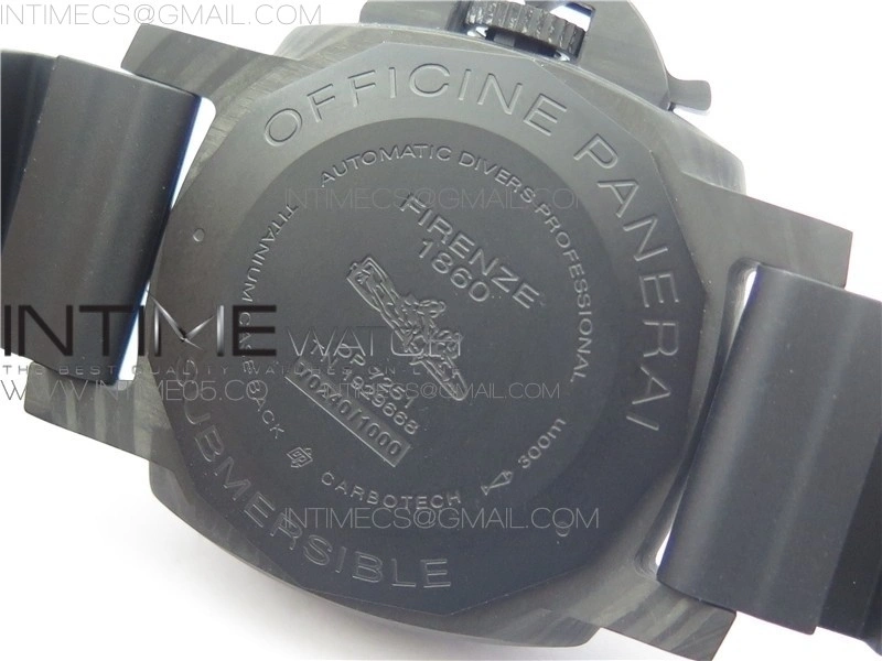 PAM960 Carbotech 42mm VSF 1:1 Best Edition Black Dial Blue Markers on Rubber Strap P.9010 Clone